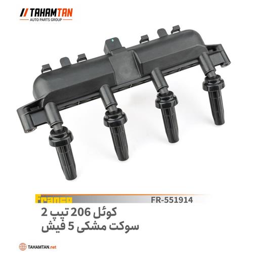 کوئل پژو 206 تیپ 2 سوکت مشکی پنج فیش FRANCO
